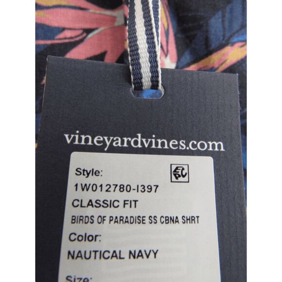 NWT Vineyard Vines Birds Of Paradise Island Cabana Shirt Linen Blend Sz L - Picture 4 of 6